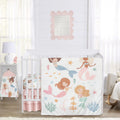 Sweet Jojo Designs Ocean Mermaids Girl Baby Crib Bedding Set Nursery Room Blanket Fitted Sheet Skirt Diaper Stacker 4p Pink Teal Under the Sea Underwater Theme Fairytale Fish Colorful Coral Reef Blue