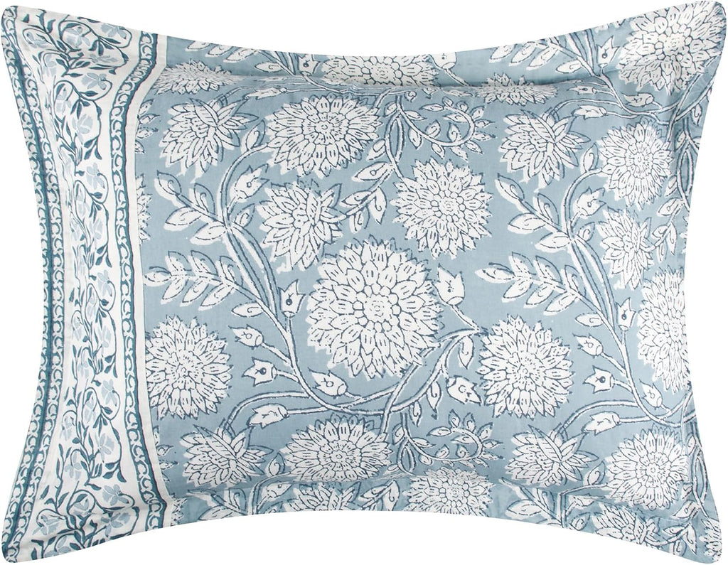 Levtex Home Adare Blue Reversible Twin/Twin XL Comforter Set (68x88in) with 1 Pillowcase (26x20in) - Floral Bedding - Blue and White - 100% Cotton Twin Size Comforter Set - Soft, Pre-Washed