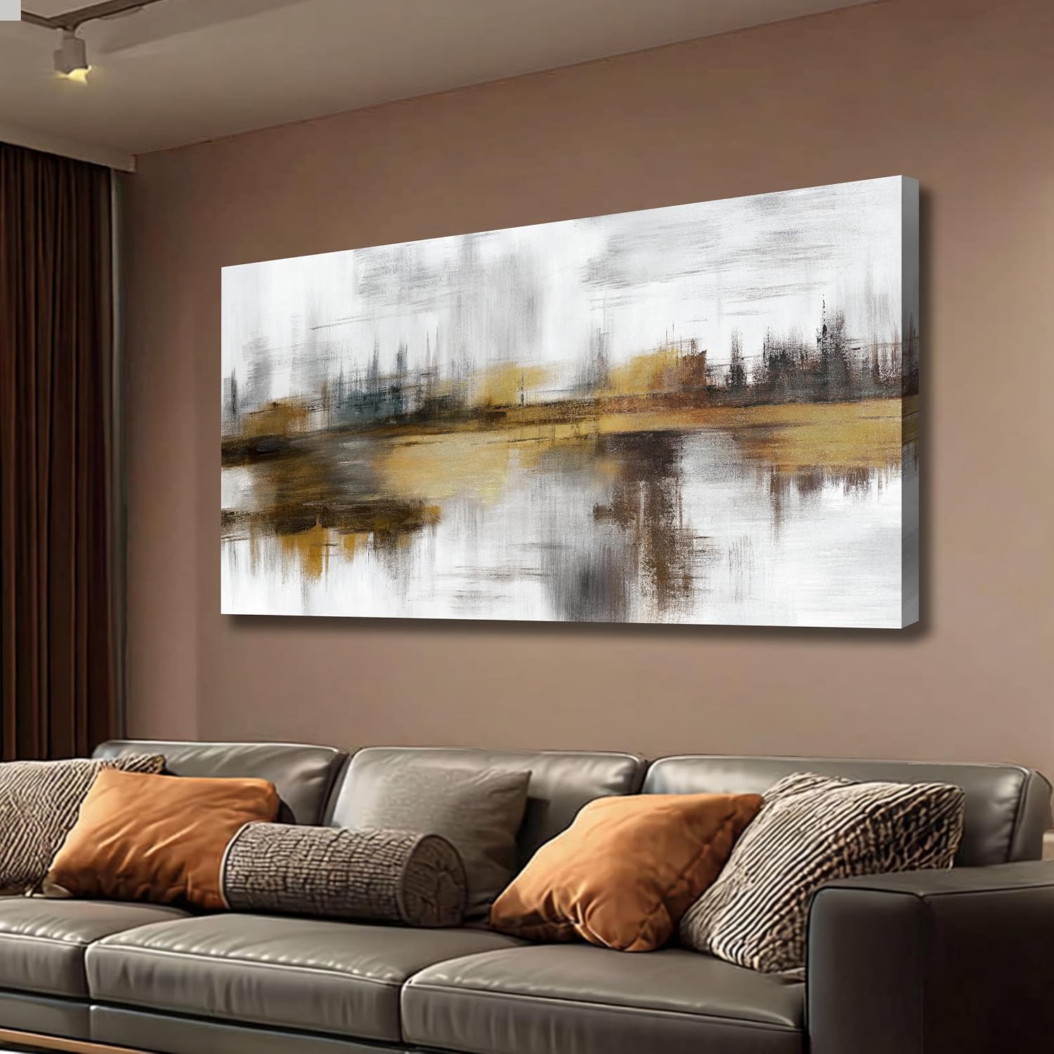 Belmrxne Large Abstract Wall Decor Brown and Grey Wall Art for Living Room Aesthetic Canvas Painting Modern Wall Prints Minimalist Home Decor Artwork 29x58 Inches