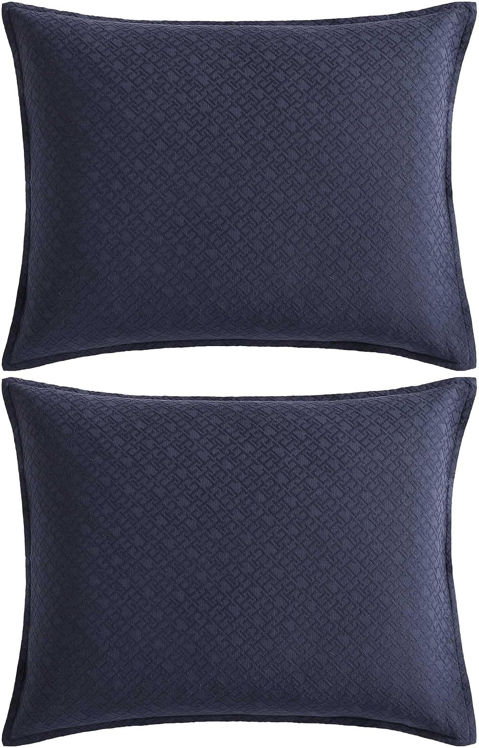 Tommy Hilfiger - Comforter Set, Luxuriously Soft Cotton Matelassé Bedding with Matching Shams, Textured Design (Monogram Navy, Full/Queen)