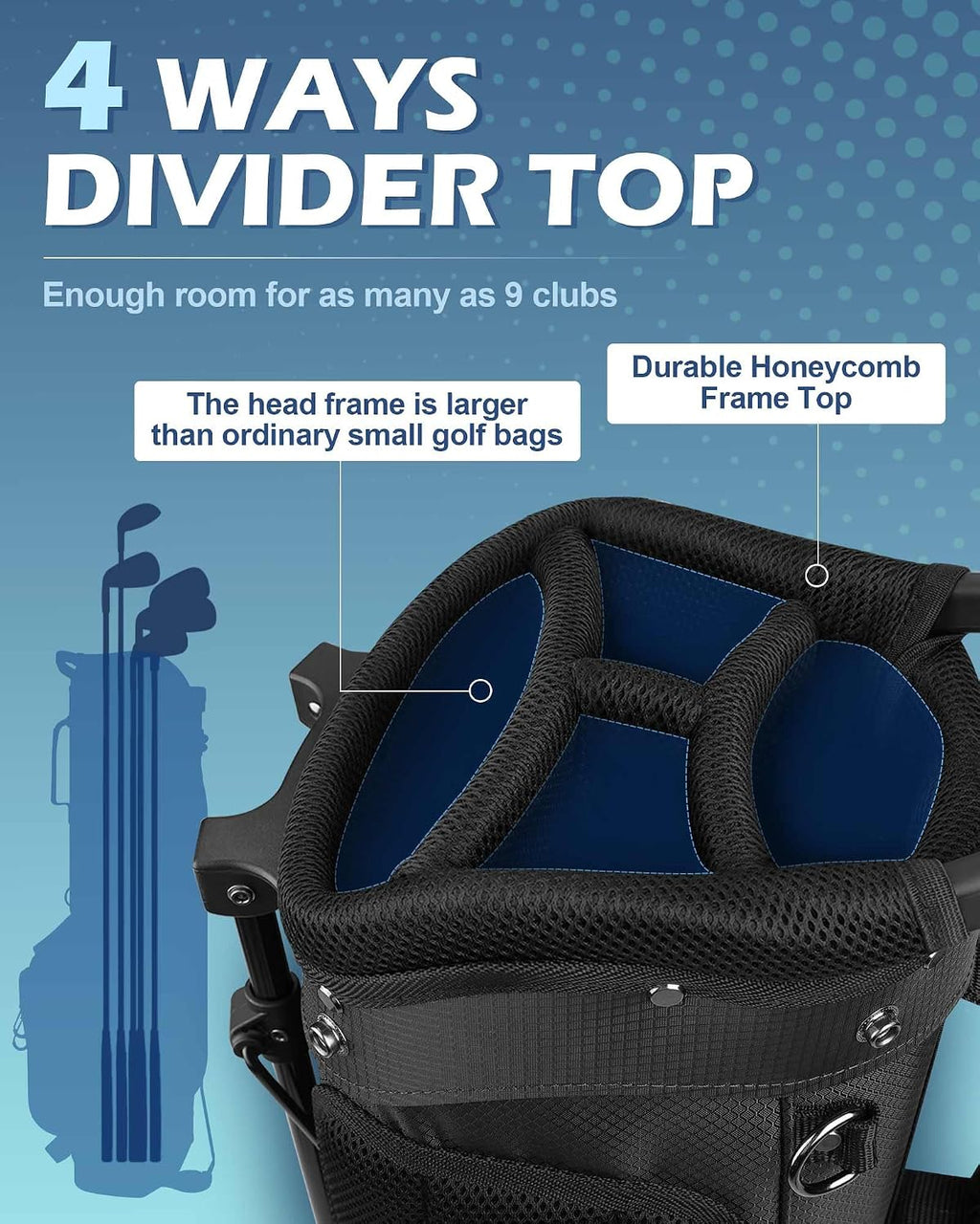 Golf Stand Bag with Cooler Pocket, Lightweight Sunday Carry Bag with Glove Patch & Tee Holder, Portable for Driving Range & Par 3 Course, Men & Women