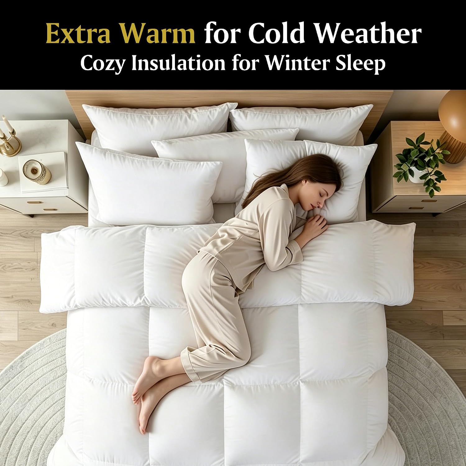 Beautyrest Goose Down Fiber Comforters Queen Size, Extra Warmth 100% Cotton Fabric Hotel Collection Luxury White Duvet Insert, Breathable Bedding Comforters for Winter and Cold Weather, 90x90 Inch