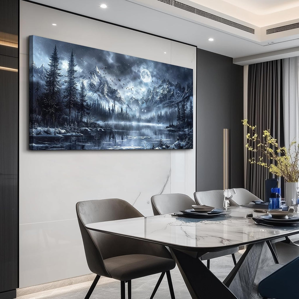 FUHAIHUA Large Canvas Wall Art For Living Room Wall Decor For Bedroom Office Decoration Black And White Wall Painting Forest Landscape Picture Hotel Artwork Poster Home Decor Ready to Hang 30X60 In