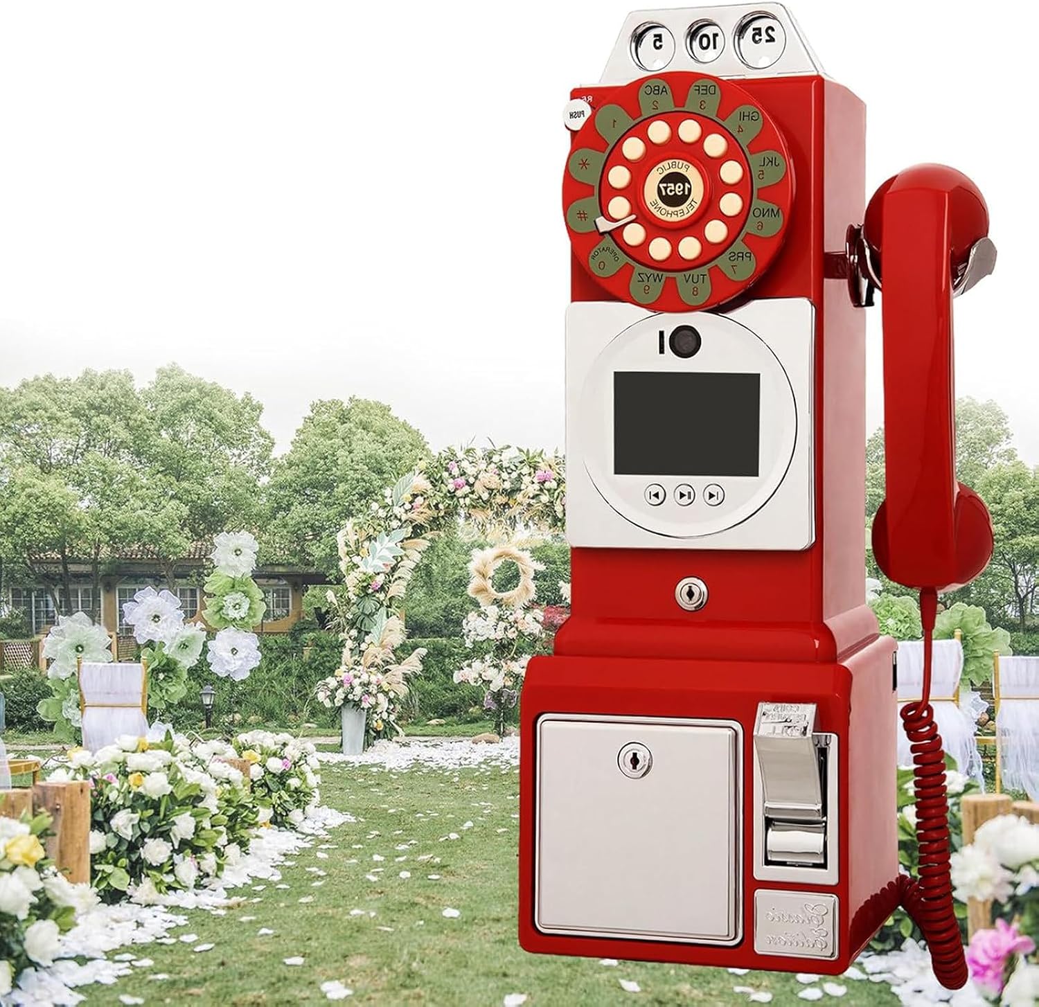 Video Audio Guest Book Wedding Phone, Video Audio Phone Guestbook, Leave a Message Phone for Wedding, Bridal Shower, Baby Shower, Birthday Party, Anniversa ry,Red