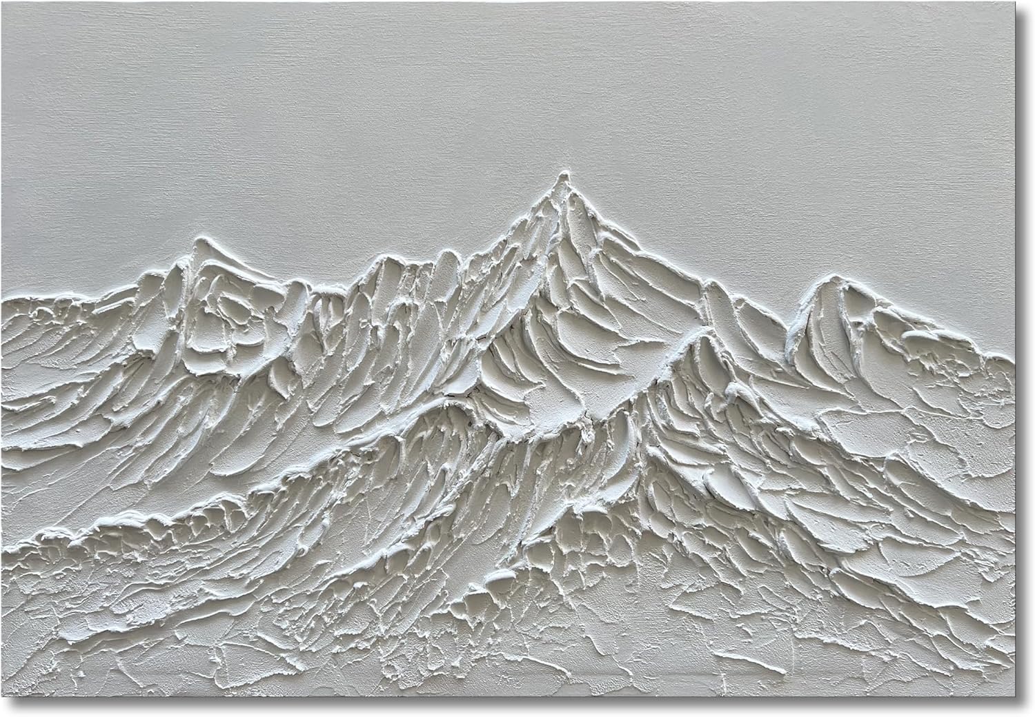 NANKAI Art Hand-Painted Snow Mountain Landscape Oil Painting White Modern Abstract Canvas Art Mural Family Wall Art Deco 30x45 inches