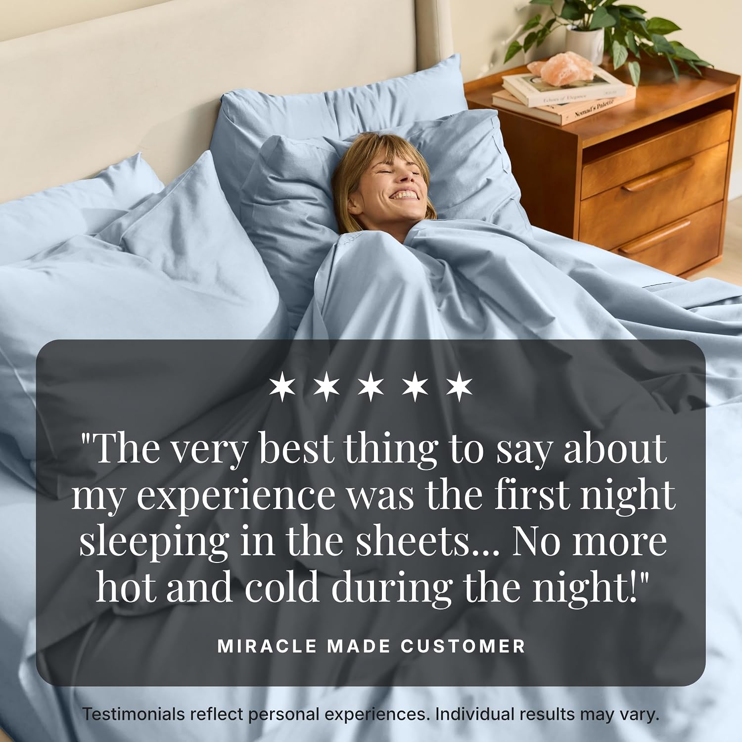 Miracle Made Breathable 100% Cotton Bed Sheet Set, 4-Piece Cooling Sheets, Silver-Infused Fabric for Freshness Between Washes, Lightweight Bedding for Hot Sleepers (Queen Size, Sky Blue)
