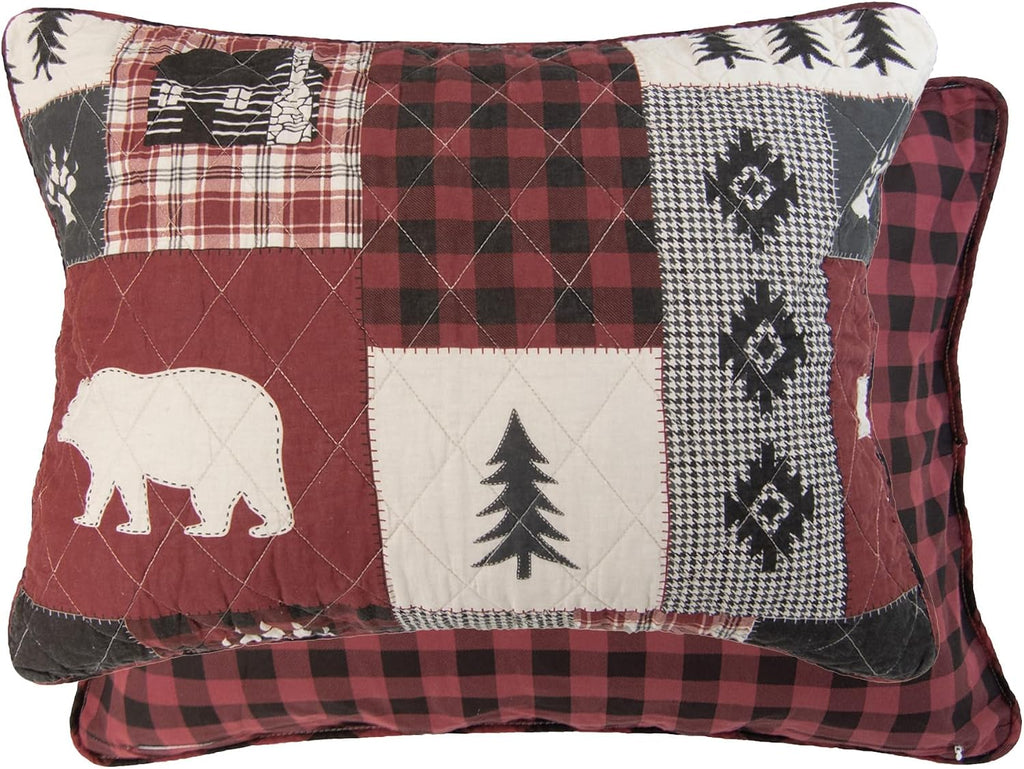 Donna Sharp Full/Queen Bedding Set - 3 Piece - Bear Peak Cotton Lodge Quilt Set with Full/Queen Quilt and Two Standard Pillow Shams - Fits Queen Size and Full Size Beds - Machine Washable