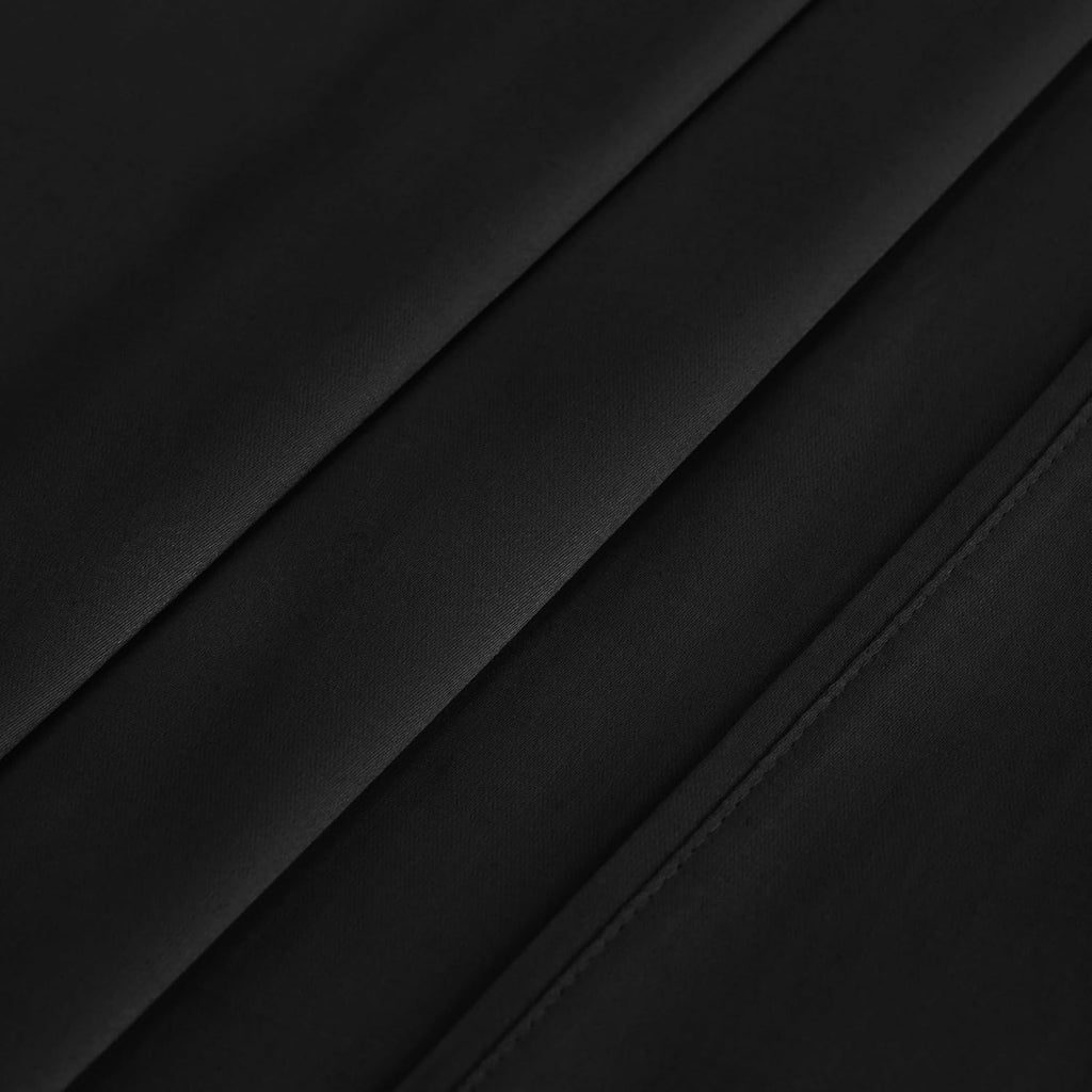 Superior Egyptian Cotton 400 Thread Count Bed Sheet Set, 1 Elastic Deep Pocket Fitted Sheet, 1 Flat Sheet, 2 Pillowcases, Soft Bedding, Luxury Sheets, Sateen Weave, California King Size, Black