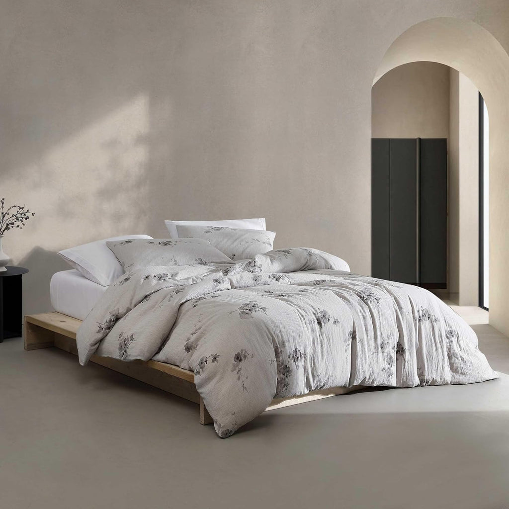 Calvin Klein - King Comforter Set, Floral Inspired Soft Bedding with Matching Shams, Oeko-Tex Certified (Aquarelle Floral Grey, King)