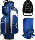 uniHimal Golf Cart Bag with 14-Way Full-Length Dividers, Golf Bag for Men Women with Magnetic Leather Pocket, Handles and Rain Cover, Lightweight Golf Club Bag Includes Cooler Pockets