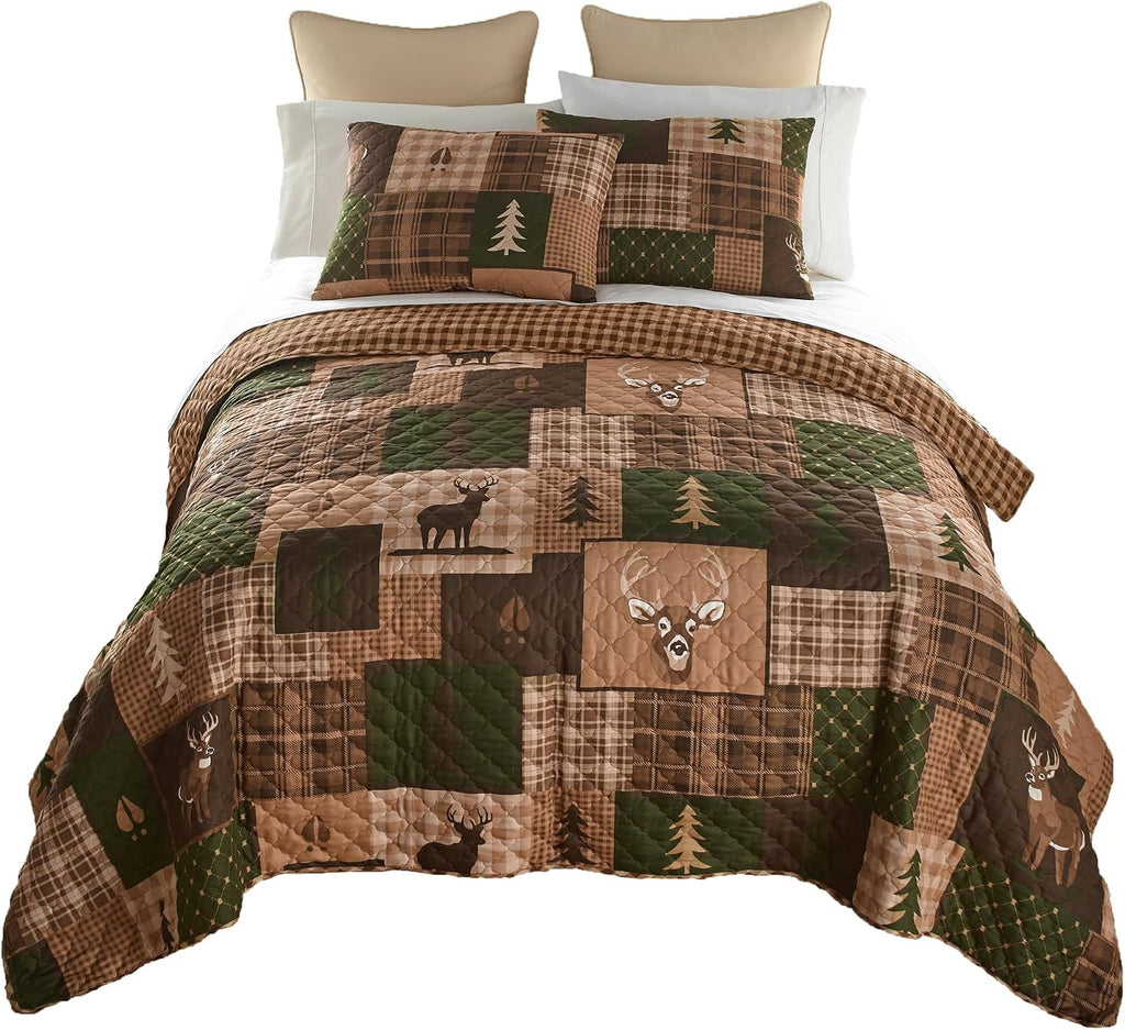 Donna Sharp Green Forest-King Quilt Set, Measures 104 x 96, Includes 1 Quilt and 2 King Shams, Machine Washable