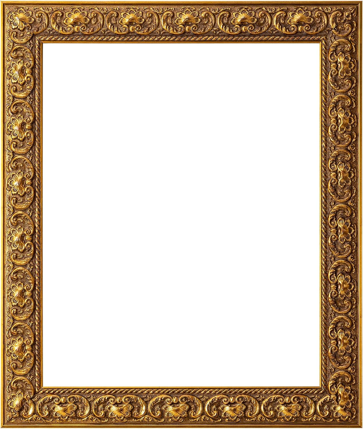 ArtXO 18x24 Picture Frame Gold, Display Pictures 16x20 with Mat or 18x24 Without Mat, Wall Hanging Photo Frame, Vintage Poster Frame Wooden
