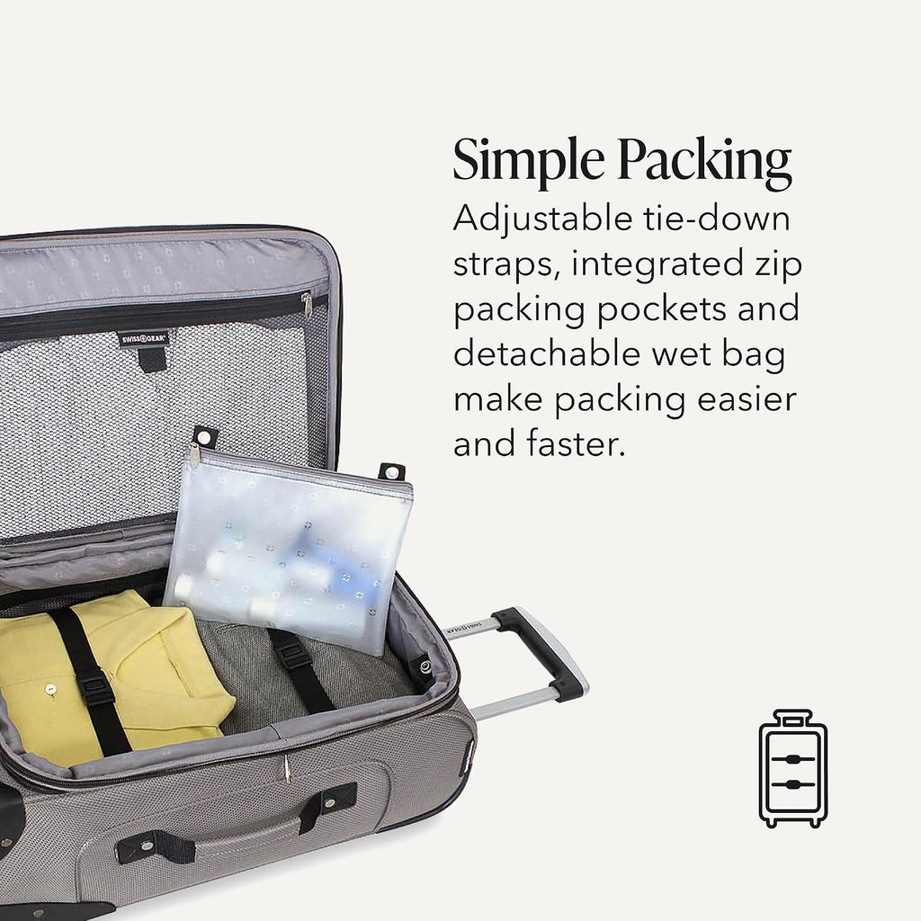 SWISSGEAR Sion Softside Expandable Spinner Luggage Durable Lightweight Travel Suitcase, Pewter, Carry-On