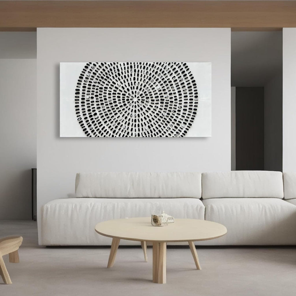 Art 30x60 inch Hand Painted Black and White Abstract Texture Art Oil Painting Large Modern Art Canvas Wall Decoration Painting