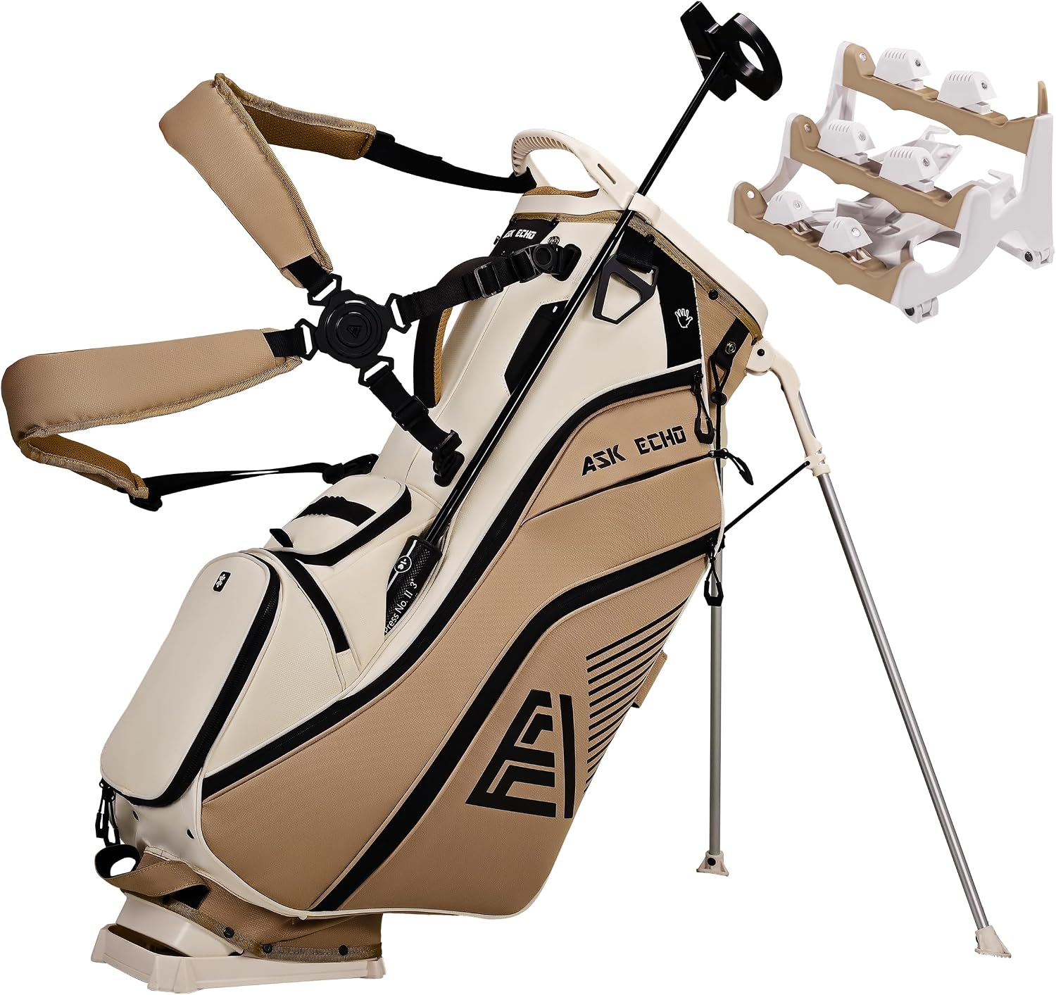 ASK ECHO Golf ST-14 Hybrid Stand Bag with 14 Way Full Length Dividers & Quick Putter Clip