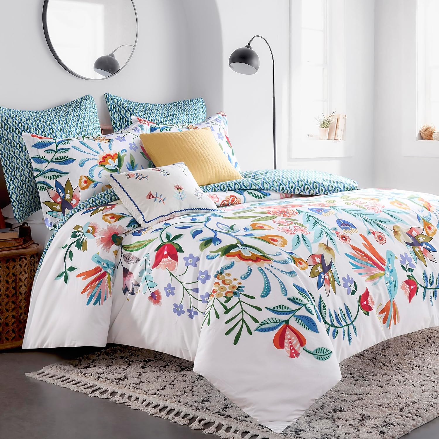 Levtex Home - Danika Comforter Set - Twin/Twin XL Comforter (68x88in.) and 1 Standard Sham (20x26in.) - Vibrant Botanical Floral - Reversible - Cotton - Polyester Fill