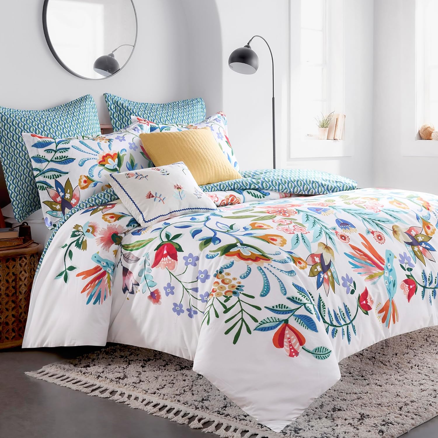 Levtex Home - Danika Duvet Set - King/Cal King Duvet (106x94in.) and 2 King Shams (20x36in.) - Bold Botanical Floral - Reversible - Cotton