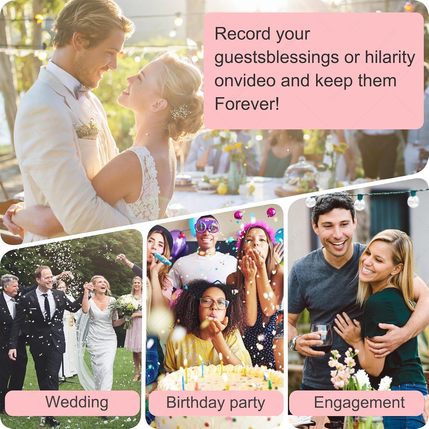 SHAHRYAR Video & Audio Guest Book Wedding Audio Guestbook with 5000mah Battery&Usable for 6-7 Hours for Wedding, Bridal Shower, Baby Shower, Birthday, Graduations, Anniversary,White