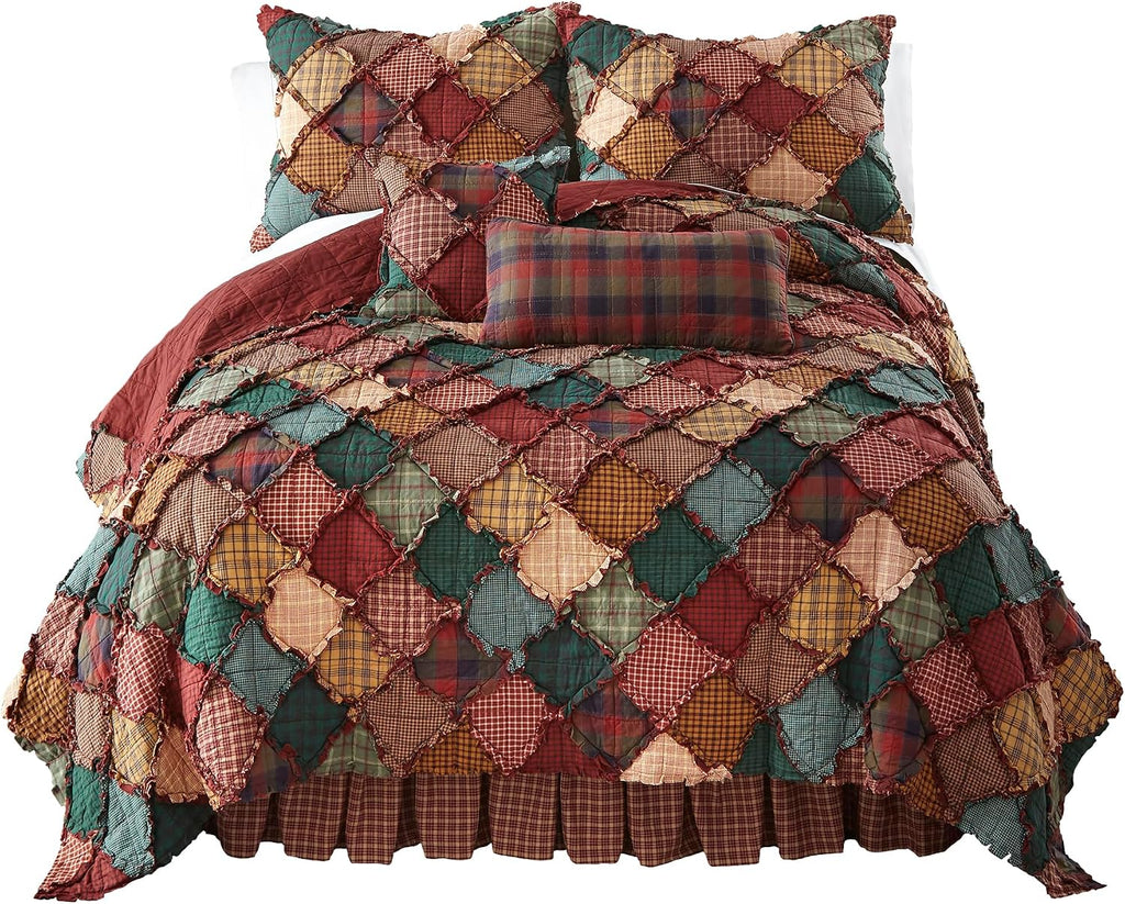 Donna Sharp King Bedding Set - 3 Piece - Campfire Cotton Lodge Quilt Set with King Quilt and Two King Pillow Shams - Machine Washable