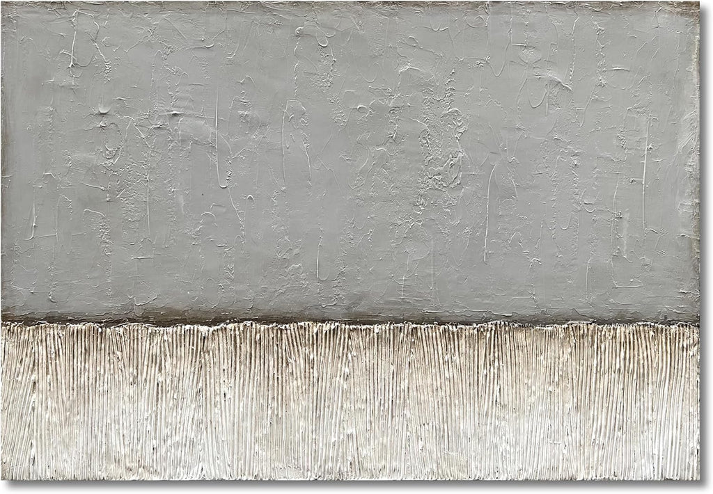 NANKAI Art Hand-painted White and Grey Minimalist Oil painting Large Canvas Painting Modern Abstract art home wall Decoration Painting 30x45 inches
