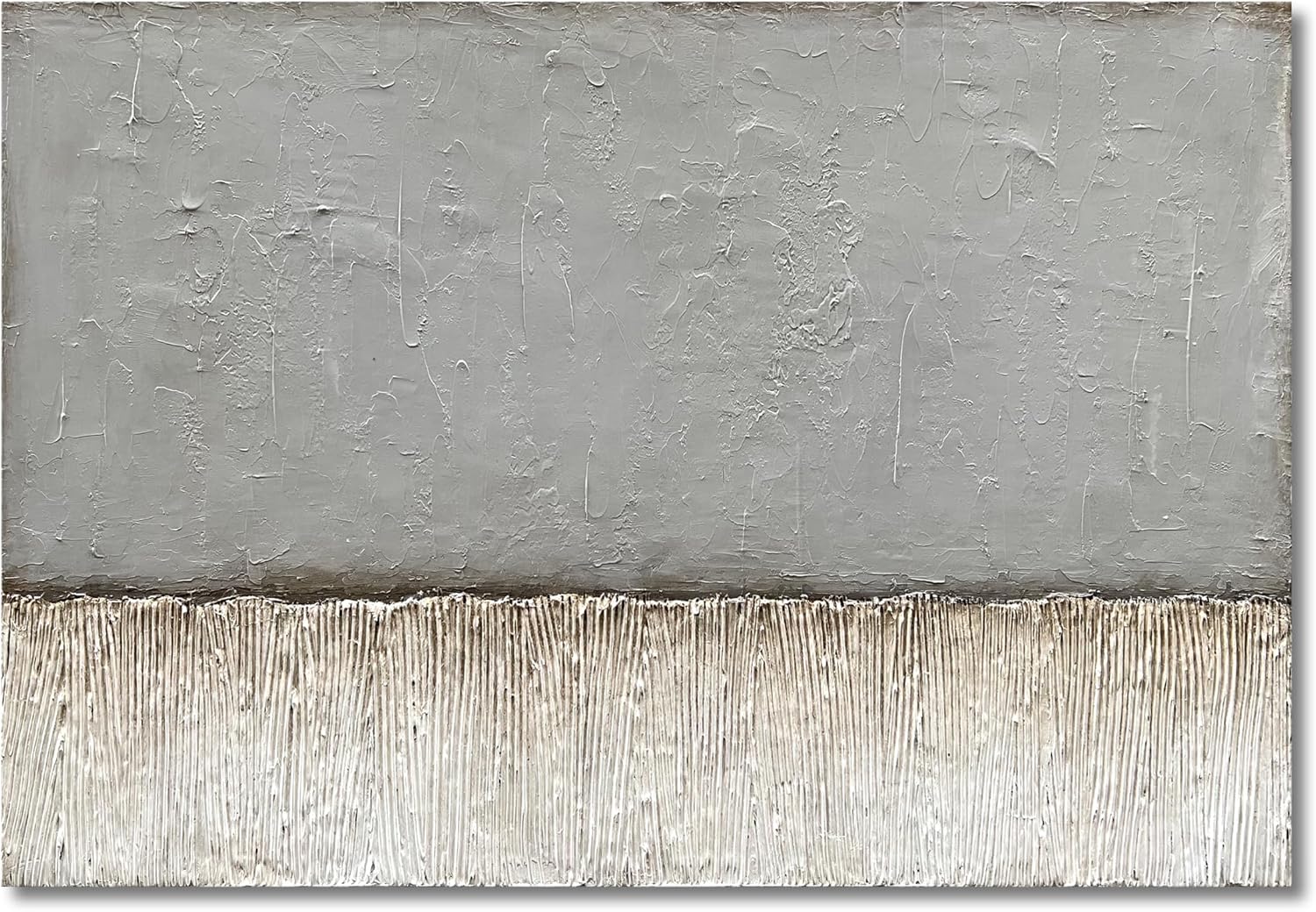 NANKAI Art Hand-painted White and Grey Minimalist Oil painting Large Canvas Painting Modern Abstract art home wall Decoration Painting 30x45 inches