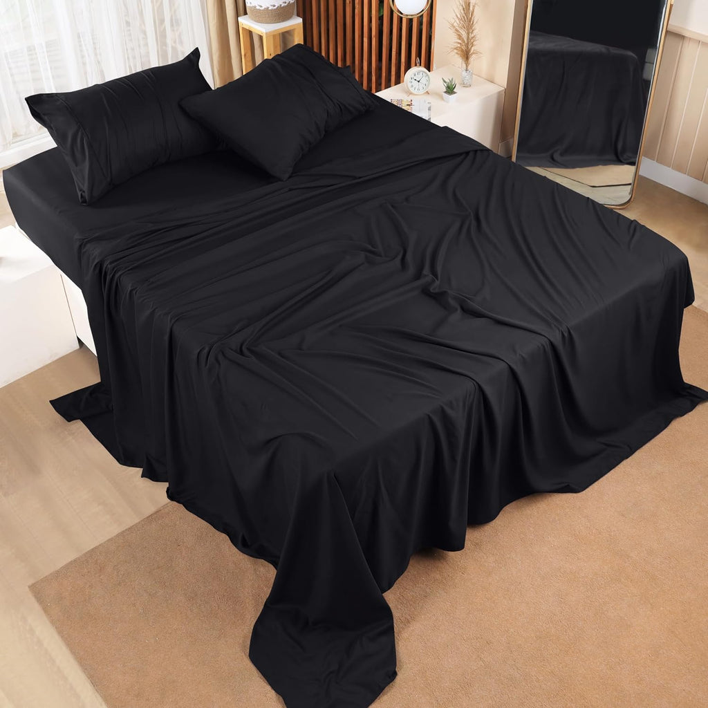 Utopia Bedding Full Size Sheet Set - Bulk Pack of 10 Bed Sheets Set - Soft Brushed Microfiber - Deep Pockets - Shrinkage & Fade Resistant - Easy Care (Black)