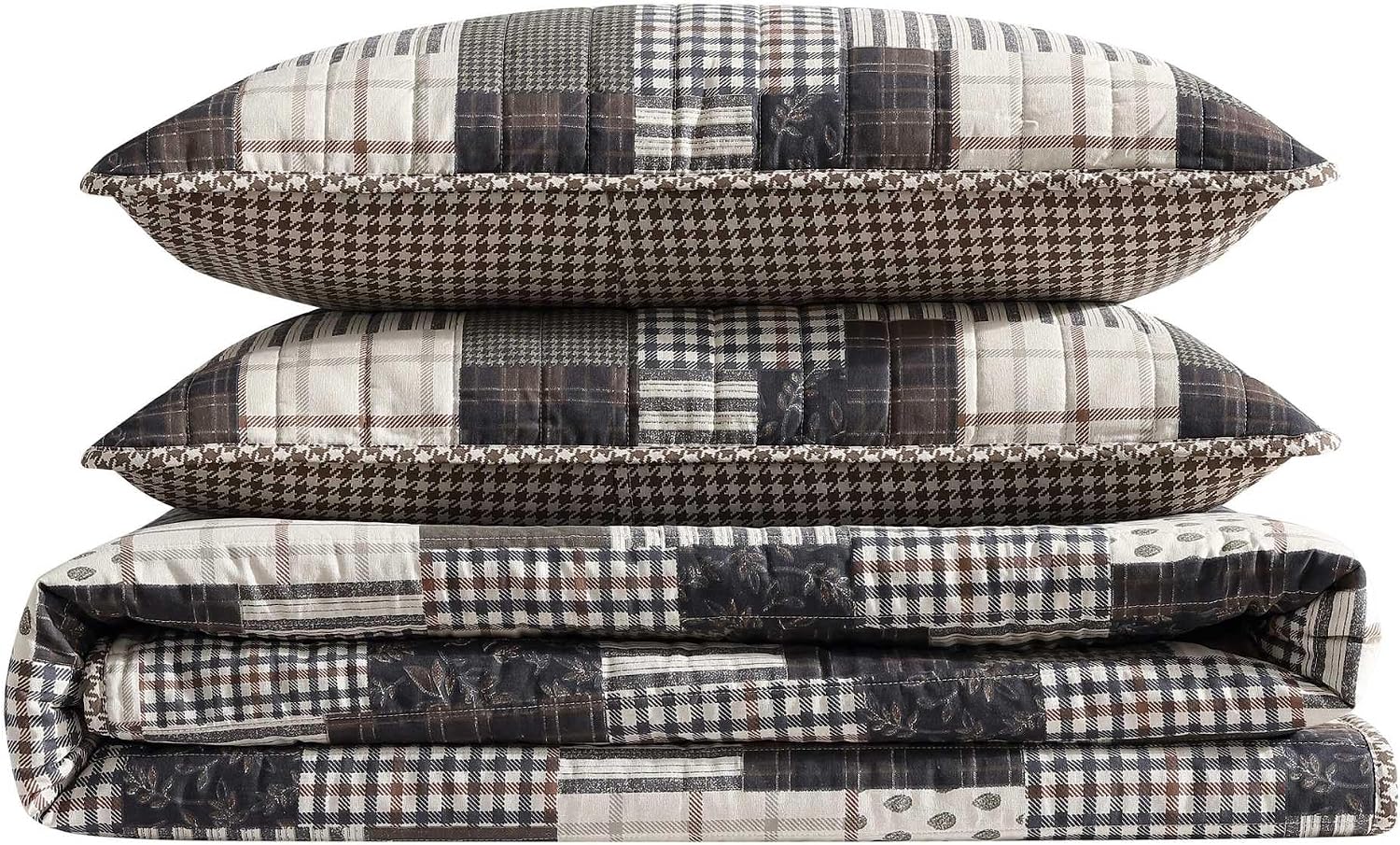 Eddie Bauer - King Quilt Set, Naturally Soft Cotton Bedding w/a Lightweight Feel for All-Year Comfort, Reversible w/Matching Pillowcases, 3 Piece Bed Set (Antique Brown)