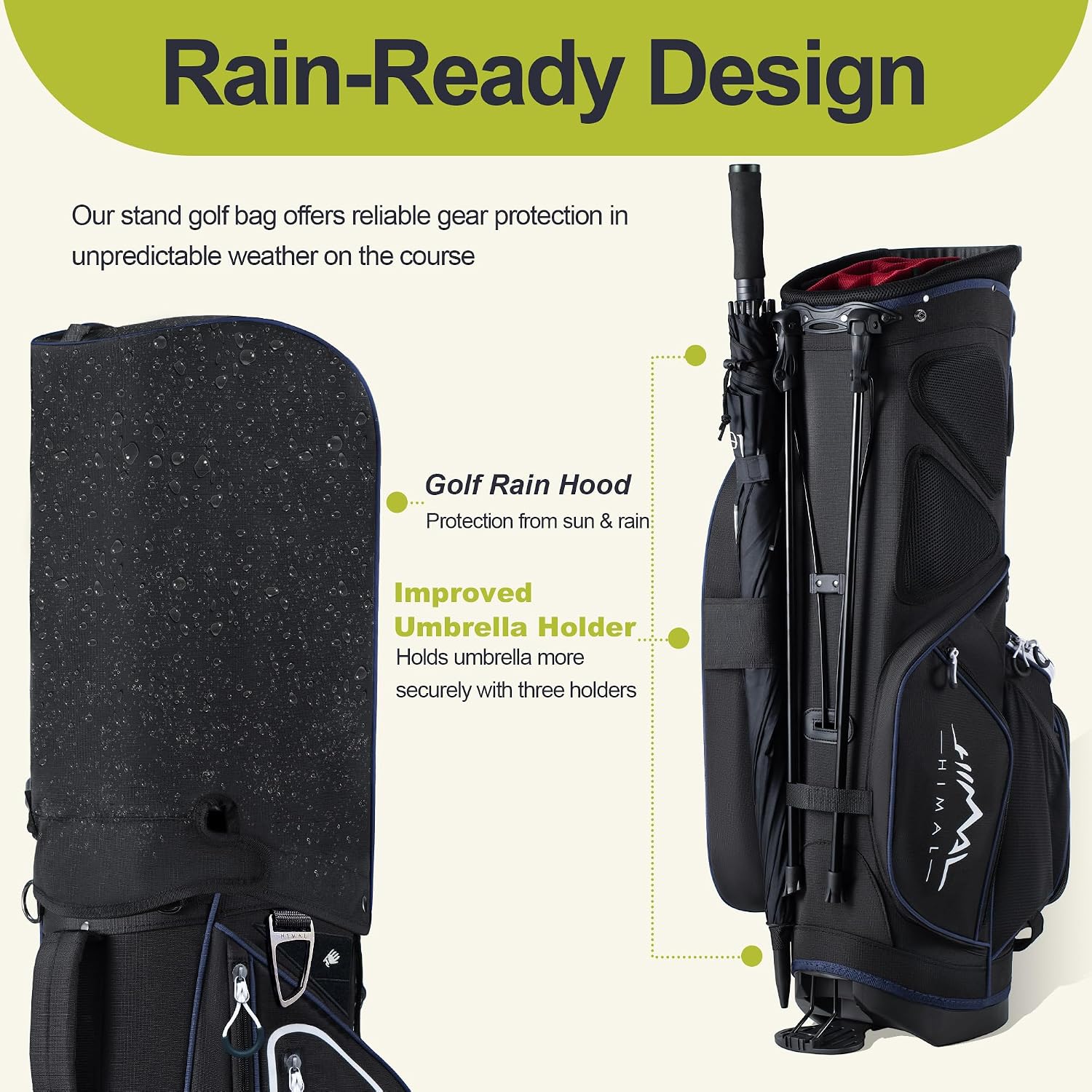 GoHimal 14 Way Golf Stand Bag, Golf Bags for Men with Stand, Top Dividers Ergonomic with 10 Pockets Golf Club Bags
