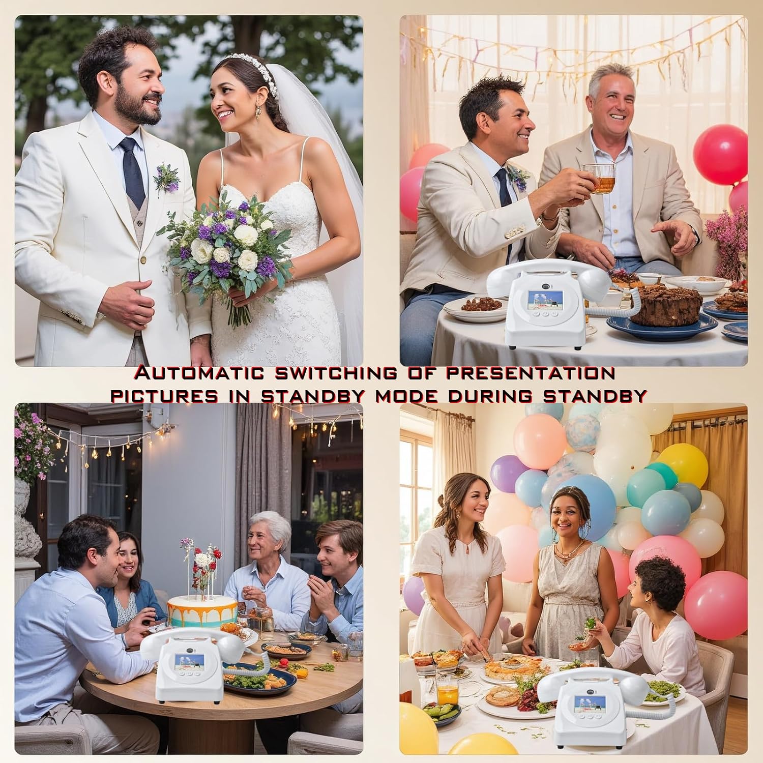 Video Audio Guest Book Wedding Phone,1080P HD Leave a Customized Video Messages, Ideal for a Variety of Memorable Party Occasions for Wedding, Birthday, Baby Shower, Graduation,retire (White)