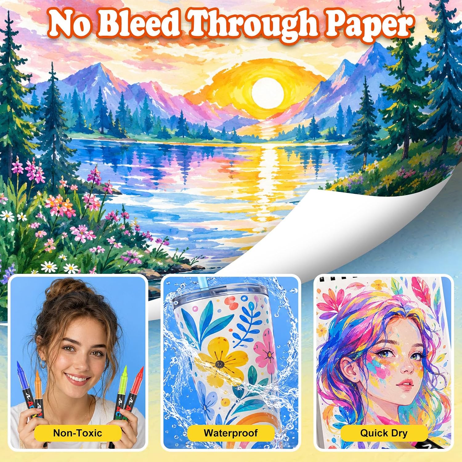 360 Colors Acrylic Paint Markers with a storage box, Soft Brush Tip Acrylic Markers for Adults, No Bleed Quick-Drying Waterproof Paint Markers for Rocks and crafts, Canvas, Wood, Glass