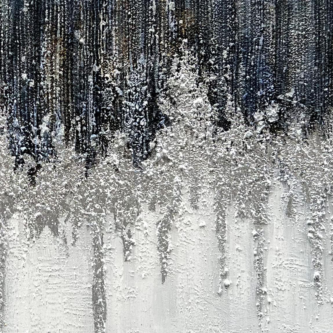 Limiyer Art Large Hand painted Abstract Oil painting Blue white Silver textured wall Art Deco Modern Abstract Art painter House Art Deco wall 24x60 inches