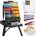 Best Choice Products Art Easel for Painting, Portable Wooden Adjustable Artist Tripod with Sketch Box, 32-Piece Art Set with Acrylic Paints, Brushes, Canvases & Palette - Black