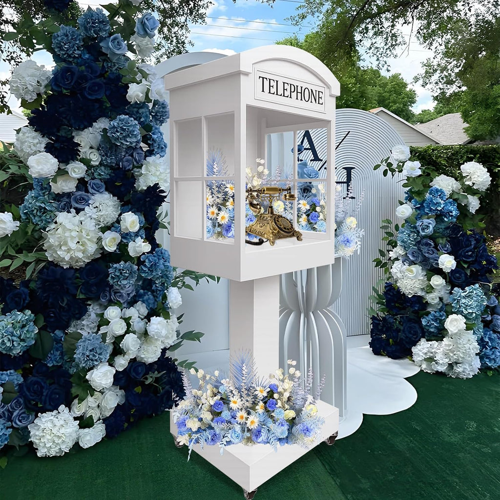 RDYMONKEY Audio Guest Book Stand Phone Booth for Wedding Party Leave a Message Video Phone Wedding Party Rentals Decoration Telephone Booth Box Audio Guestbook Stand White Recording Table