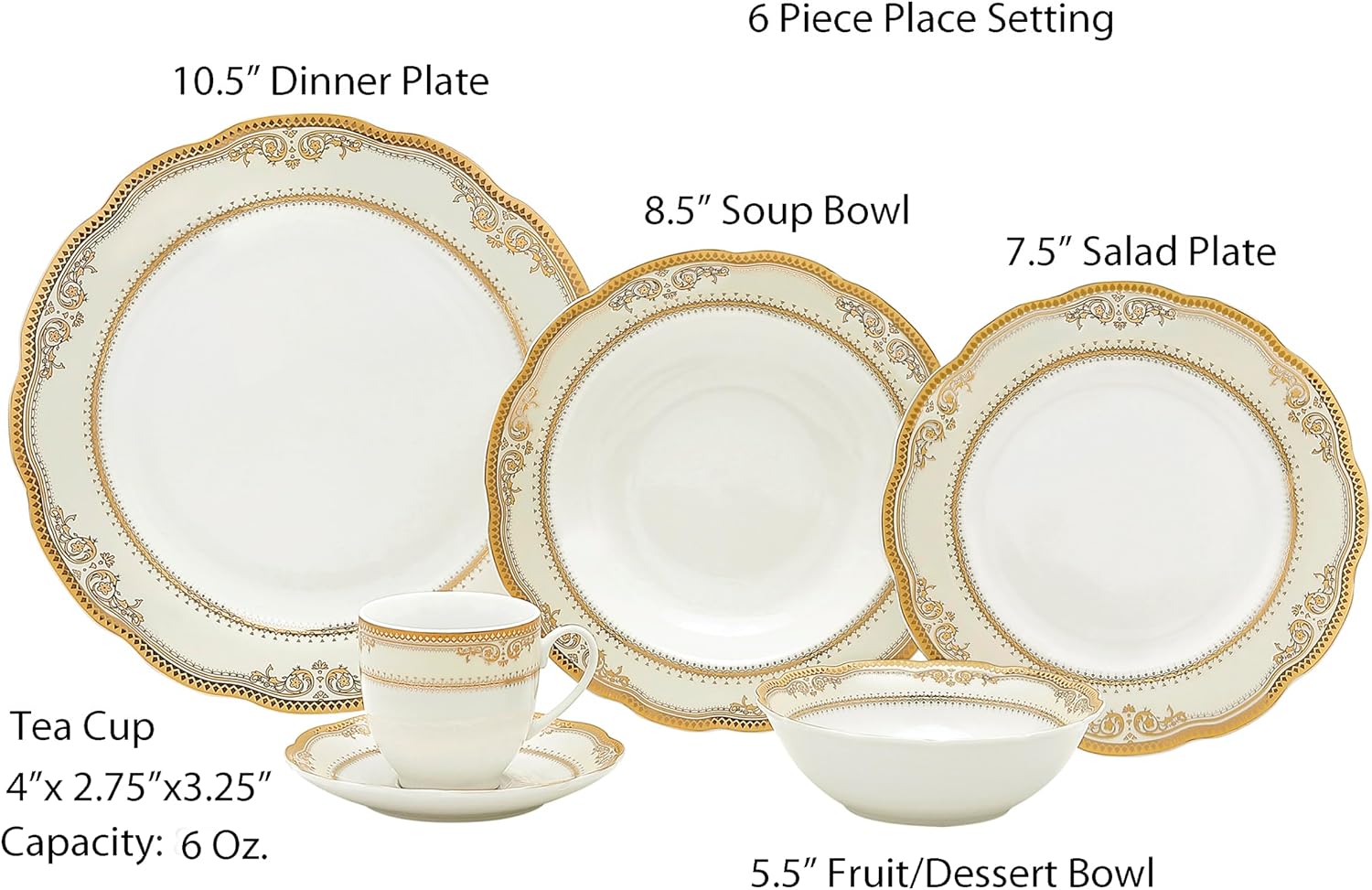 Lorenzo Import Isabella 57-Piece Wavy Porcelain Dinnerware Set