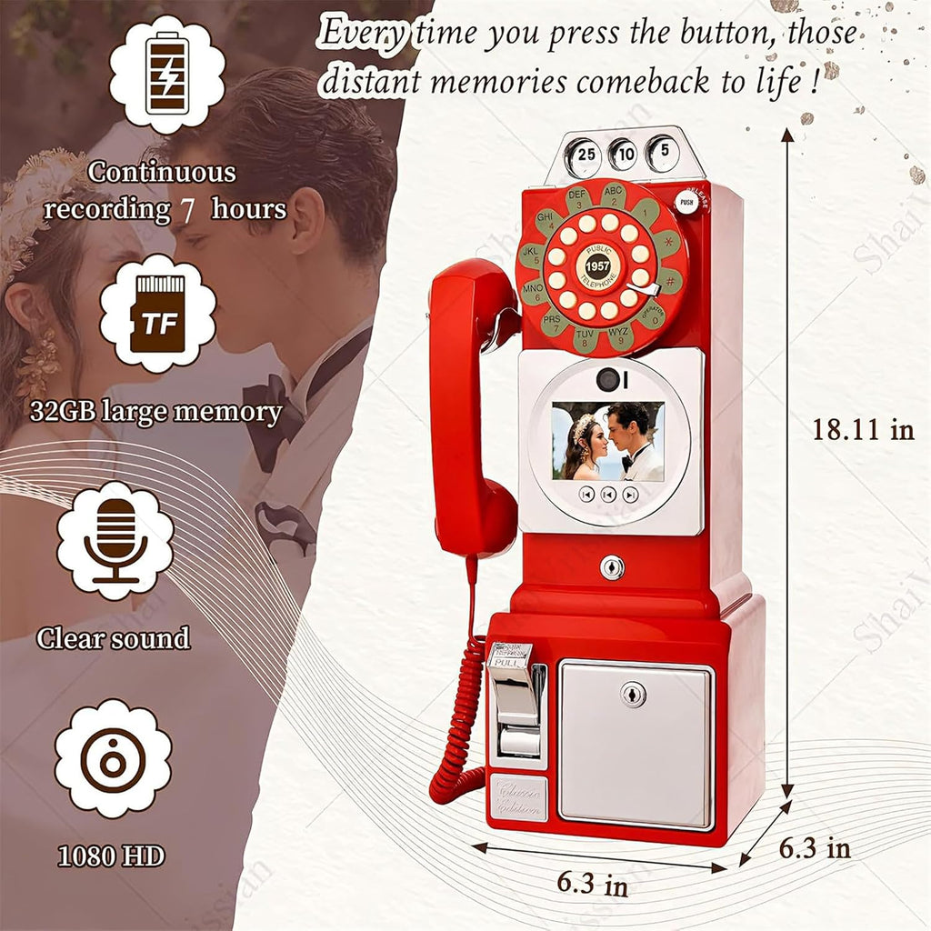 Video Audio Guest Book Wedding Phone Guestbook，Fun Engagements Anniversaries Baby Showers Graduation Record Personalized Audio Messages White