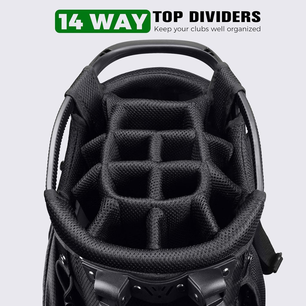 Findway 14 Way Golf Stand Bag, Lightweight Golf Bag with Stand for Men Women, Golf Club Carry Bag with Dual Strap, Rain Cover, Multiple Pockets, Golf Ball Holder
