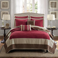 Madison Park Attingham Reversible Quilt Set - All Season Breathable Coverlet, Lightweight Cozy Bedding Layers, Matching Shams, Full/Queen(90'x90'), Red 7 Piece