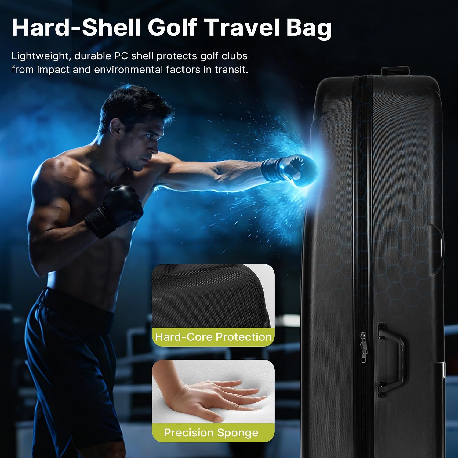 uniHimal Hard Case Golf Travel Bag with Wheels - PC Hard Shell Design Waterproof, Durable & Large Capacity - Golf Travel Case for Golf Clubs Ultimate Protection.