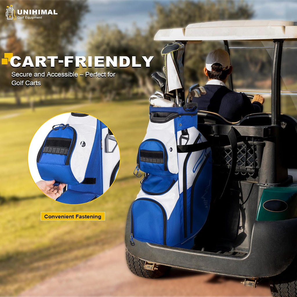 uniHimal Golf Cart Bag, 15 Way Organizer Divider Top with Handles and Rain Cover
