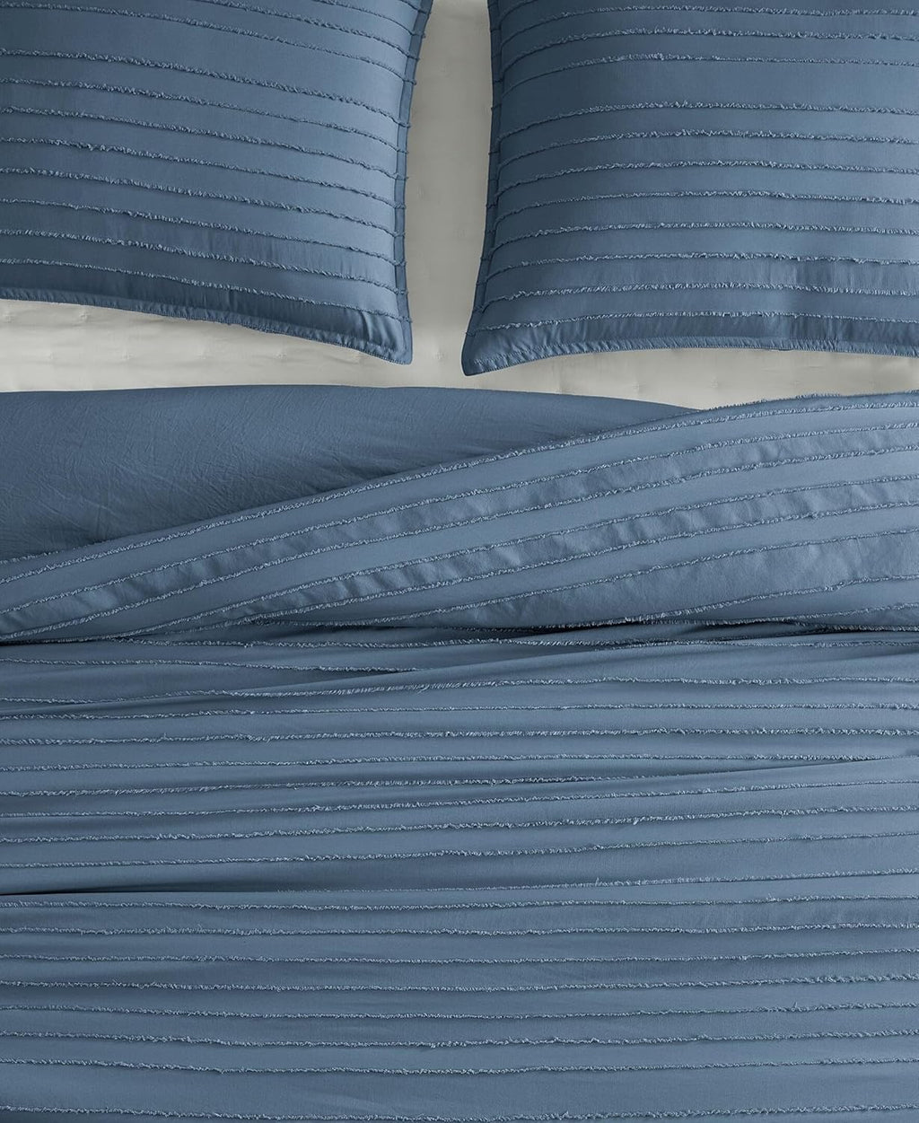 UGG Textured Queen Comforter Set - 3 Piece Striped Reversible Queen Bedding Set with Pillow Shams, Stylish Soft & Luxurious Blue Bed Set for Home & Bedroom (Full/Queen)