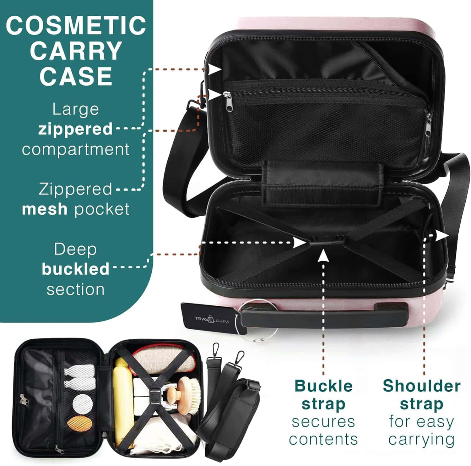 TRAVELARIM Luggage Sets 3 Piece, 20 Inch Carry on Luggage and 24 Inch Suitcases with Wheels Spinner, Durable Hard Shell Suitcase Set, Expandable Travel Suitcase, Pink