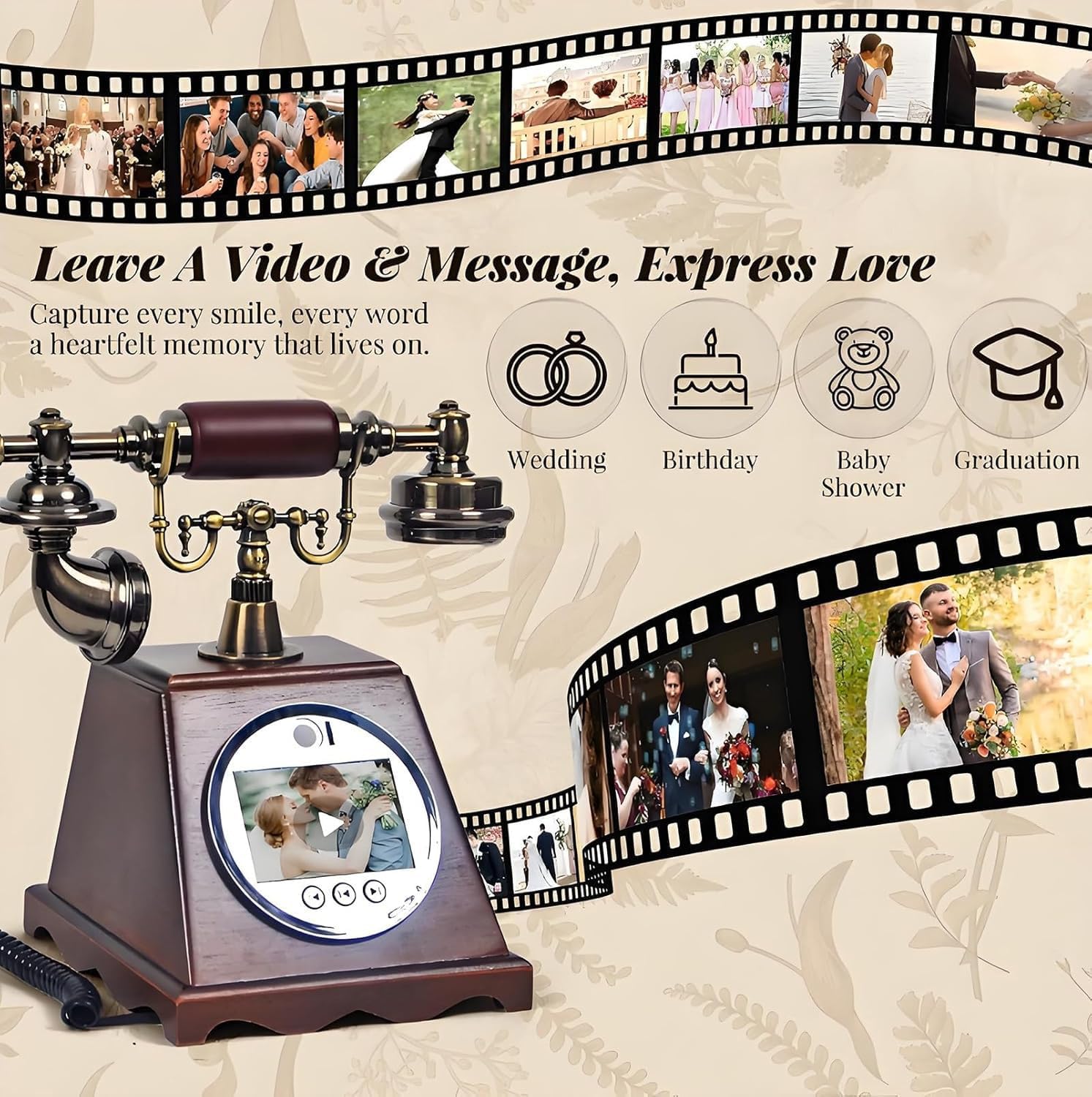 Video & Audio Guest Book, Video Phone Guestbook, Customized Video Audio Messages, 99 Custom Photos, 3.5In Screen, 5000Mah, Preserve Your Special Occasions A