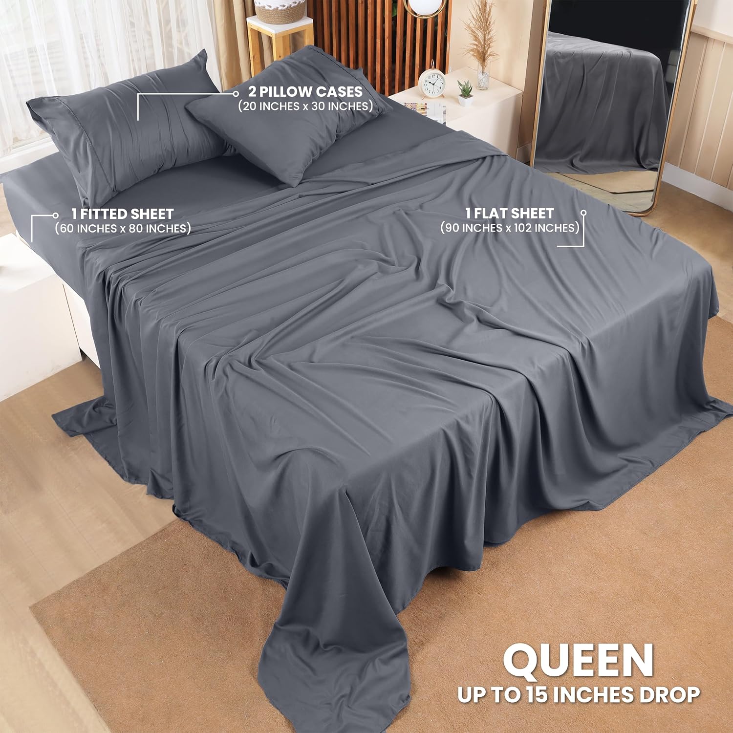 Utopia Bedding Queen Size Sheet Set - Bulk Pack of 10 Bed Sheets Set - Soft Brushed Microfiber - Deep Pockets - Shrinkage & Fade Resistant - Easy Care (Grey)