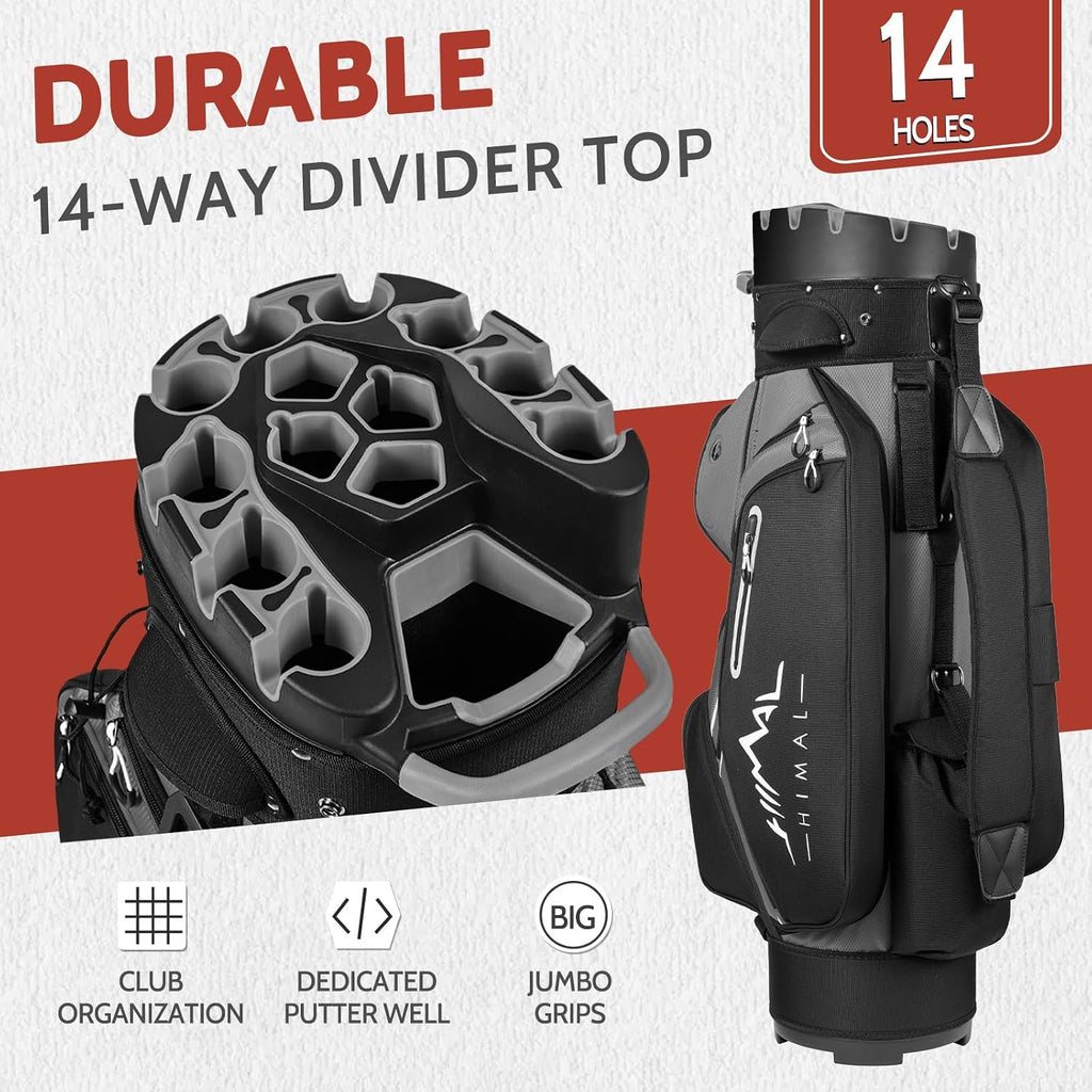 uniHimal14-Way Golf Cart Bag Pro with Full Length Divider Top, Golf Bag for Men with Handles and Rain Cover
