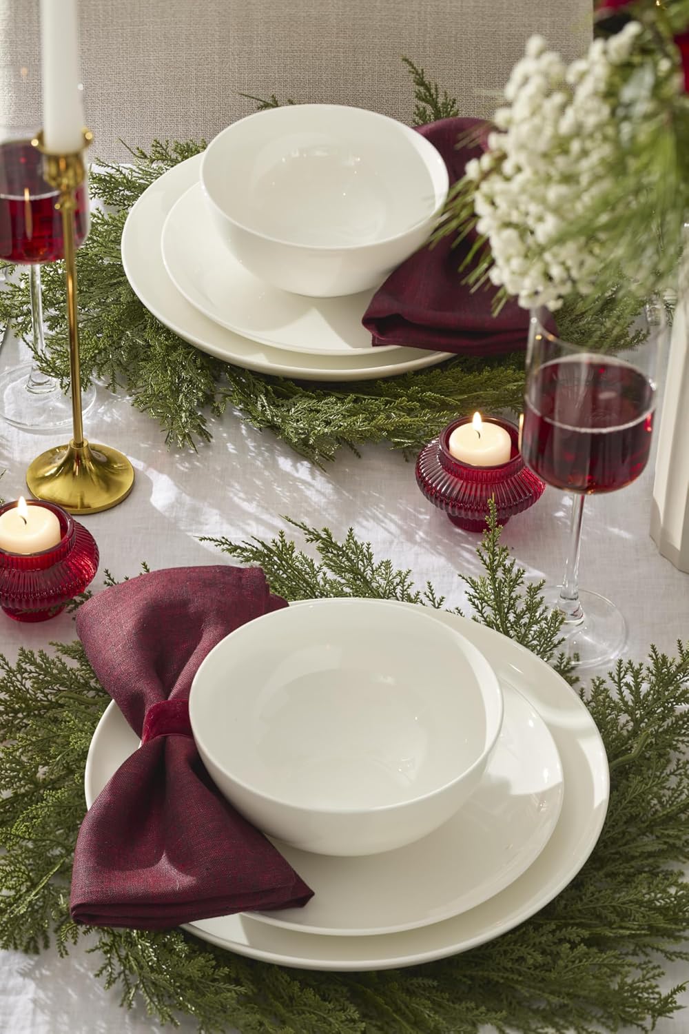 Lenox Dinnerware Sets, Studio 1414 Coupe 24-Piece Dinnerware Set, Service For 8, Bone China Material, Dishwasher Safe, Microwave Safe, Bowls, Plates And Bowls, Dinner Dishes, Plates (White, 24 Piece)