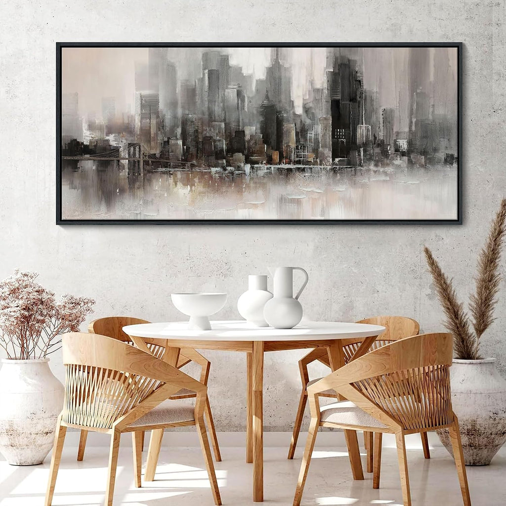 YDYSUNE Living Room Wall Decor Framed Wall Art Extra Large Cityscape New York Decoration Canvas Print Brooklyn Bridge Themed Painting Modern Canvas Wall Art for Bedroom 70x31INCH