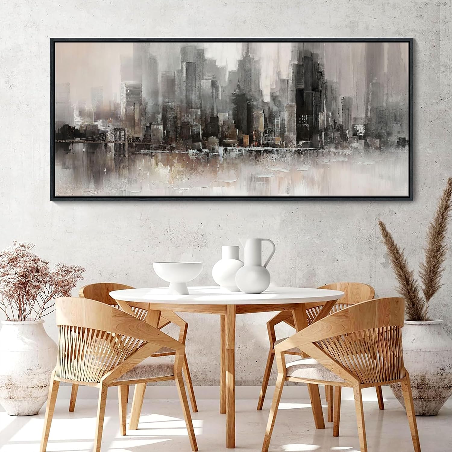 YDYSUNE Living Room Wall Decor Framed Wall Art Extra Large Cityscape New York Decoration Canvas Print Brooklyn Bridge Themed Painting Modern Canvas Wall Art for Bedroom 70x31INCH