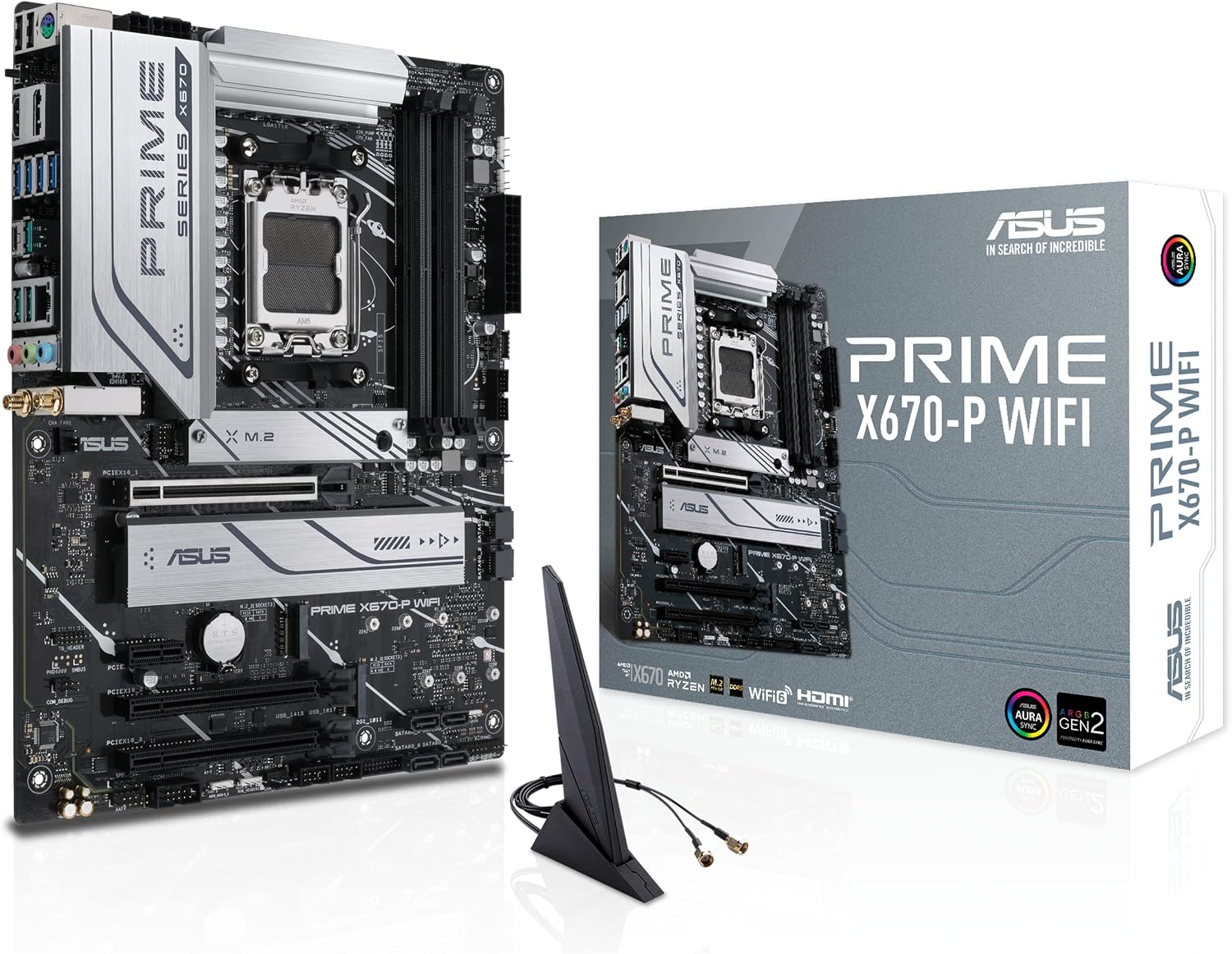 ASUS Prime X670-P WiFi AMD X670 AM5 Ryzen™ Desktop 9000 8000 & 7000 ATX Motherboard with Three M.2 Slots, DDR5, USB 3.2 Gen 2x2 Type-C®, USB4® Support, WiFi 6 and 2.5Gb Ethernet