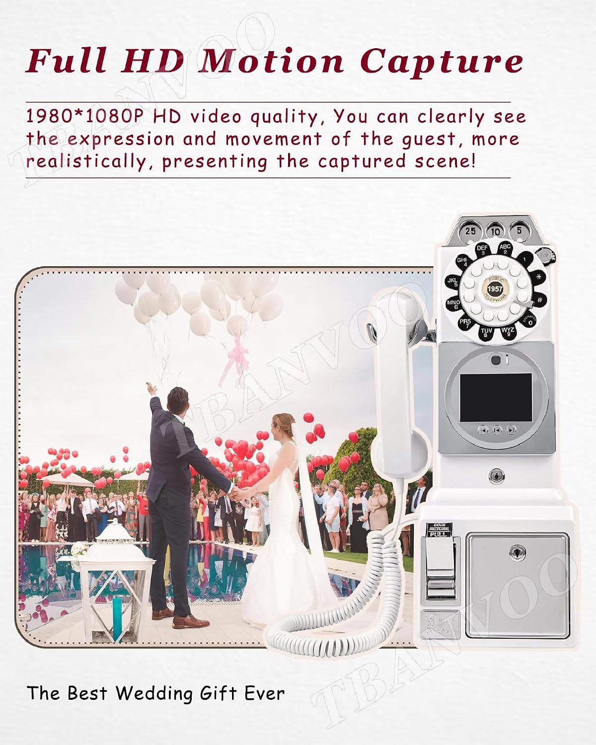Video & Audio Guest Book, 32/64/128GB Wedding Phone Guestbook Creative, Fun Engagements Anniversaries Baby Showers Graduation (Victorian, White),32G