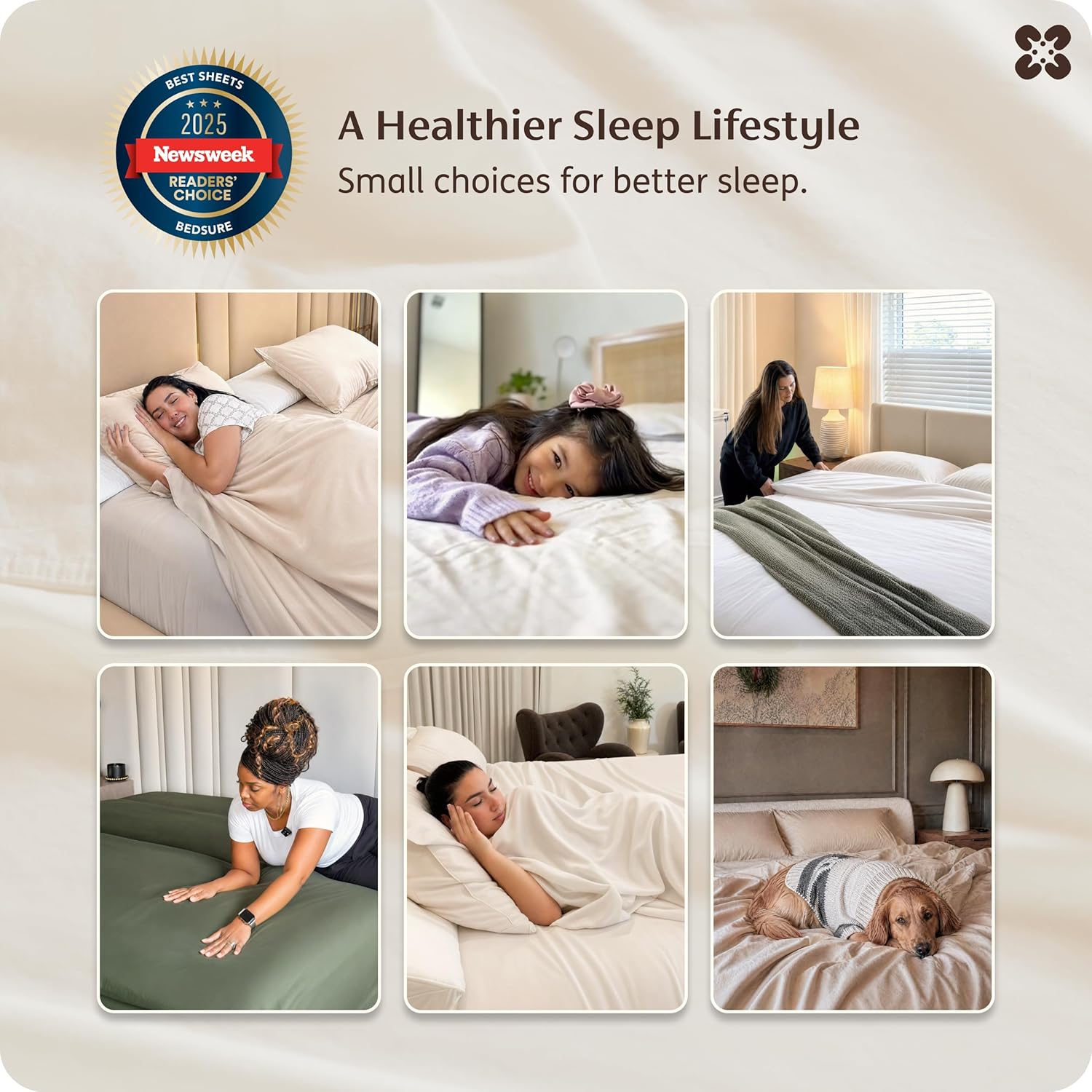 Bedsure 100% GOTS Certified Organic Cotton Sheets, King Size Sheets Set, 17' Deep Pocket Bedsheets with Corner Straps, Eco-Friendly, Soft, Breathable & Luxury PureWoven Cotton Hotel Bedding, Ivory